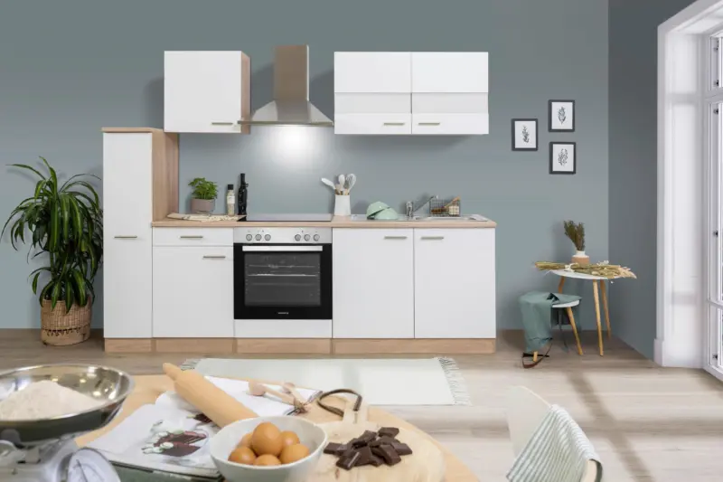 K&uuml;chenblock Merle mit Ger&auml;ten ca. 240 cm Wei&szlig;