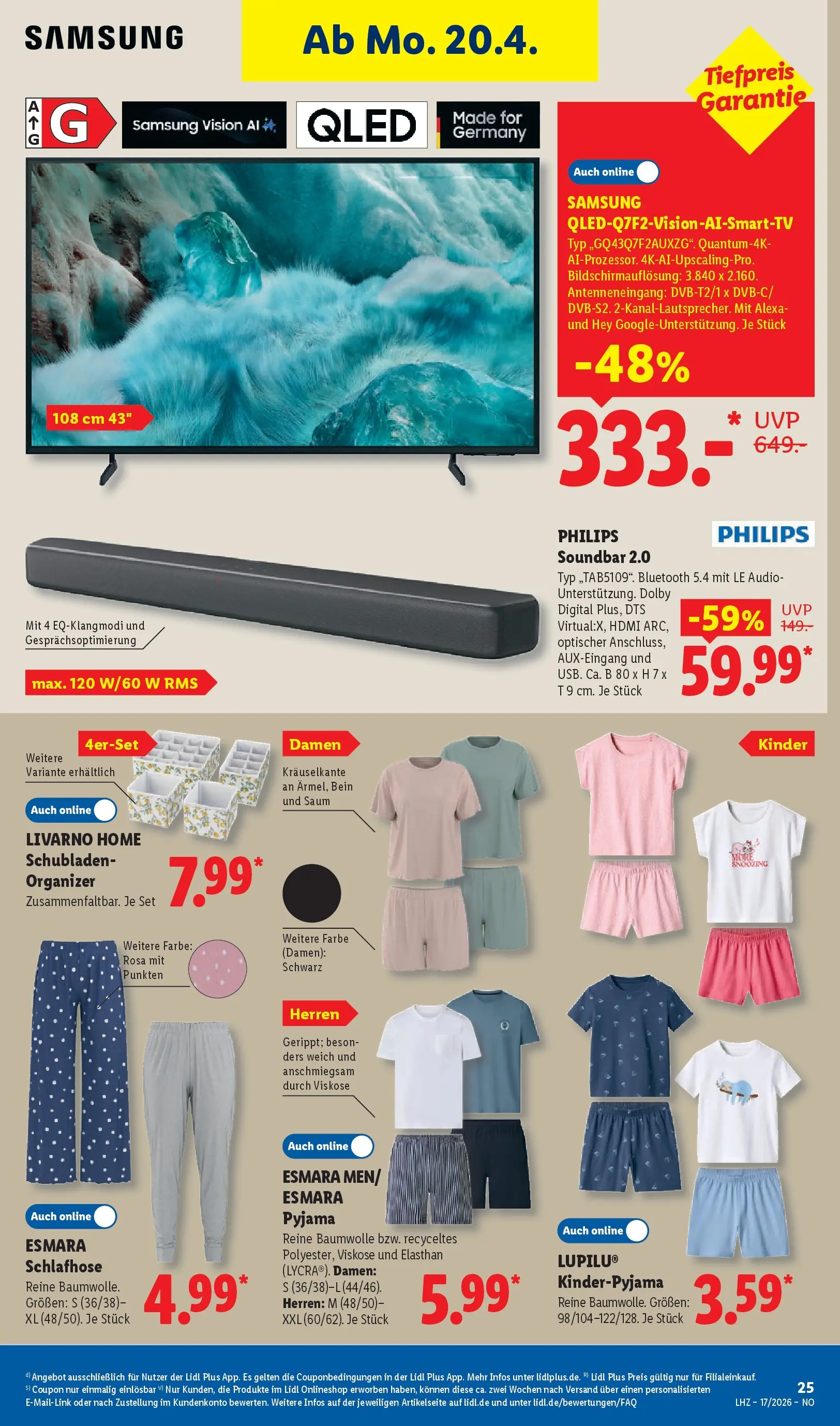 Lidl Prospekt Emlichheim (ab 19.04.2026) zum Blättern » Angebote | Seite: 37 | Produkte: Philips, Samsung, Pyjama, Audio
