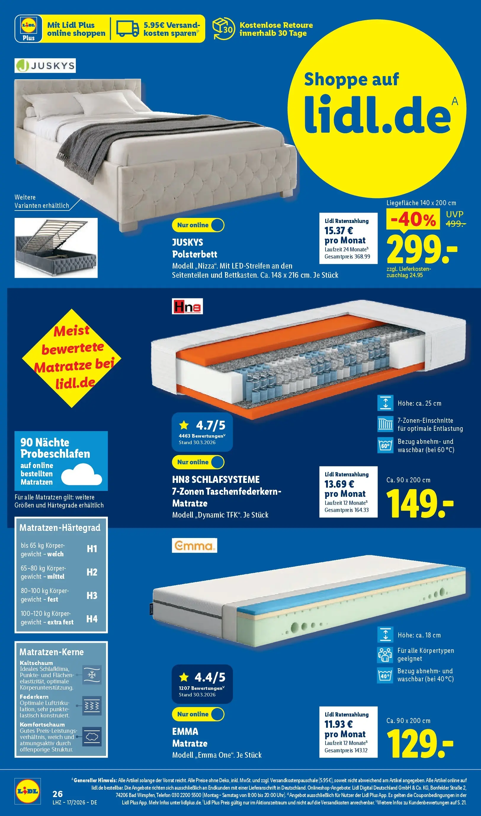 Lidl Prospekt Zülpich (ab 19.04.2026) zum Blättern » Angebote | Seite: 40 | Produkte: Gewicht, Polsterbett, Bad, Telefon