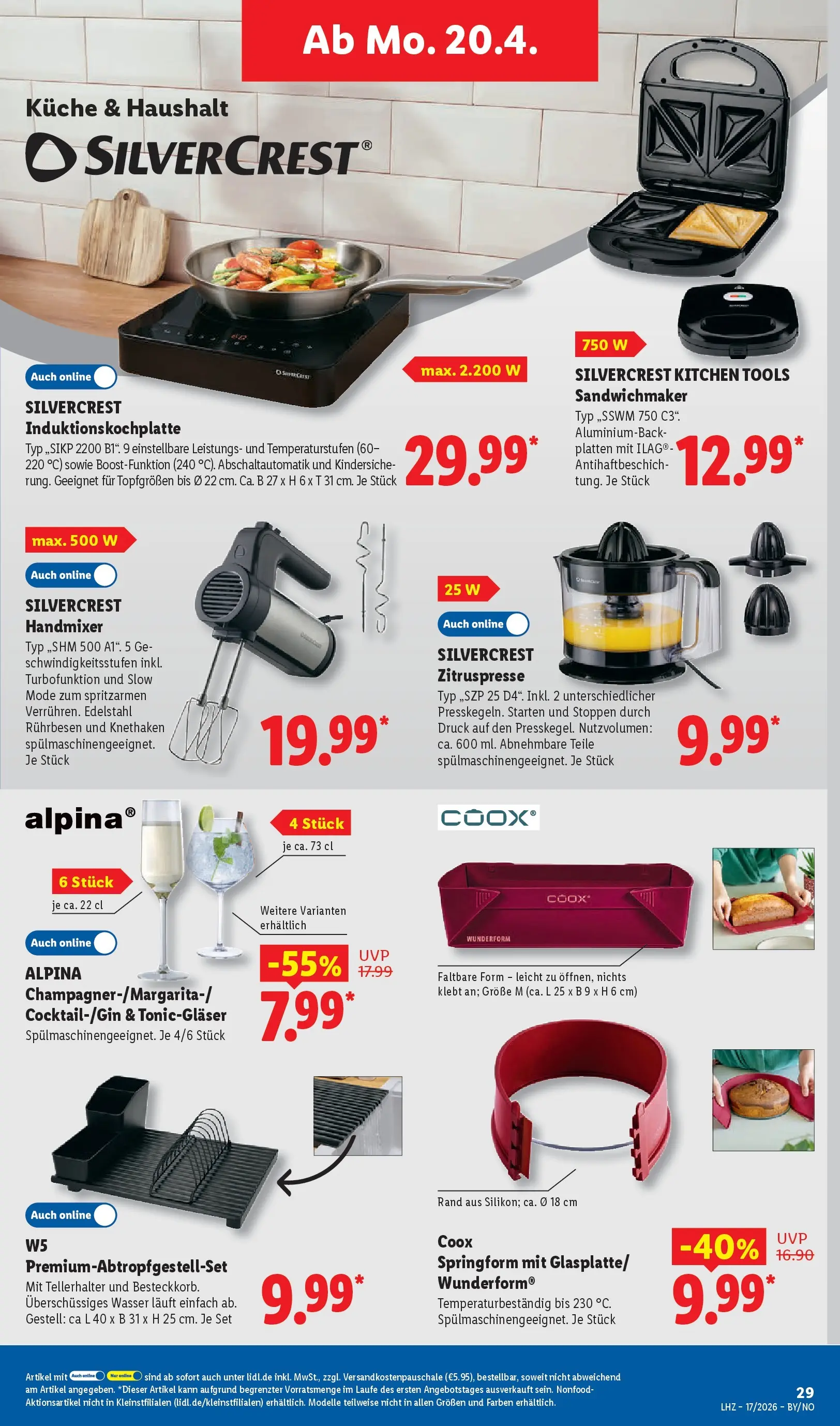 Lidl Prospekt Hof-innenstadt (ab 19.04.2026) zum Blättern » Angebote | Seite: 47 | Produkte: Rührbesen, Sandwichmaker, Handmixer, Wasser