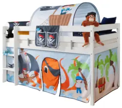 Hochbett Holz Malte ca. 90x200 cm Wei&szlig; Pirat