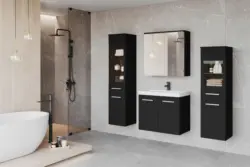 Badm&ouml;bel-Set 5-tlg. Madrit mit LED ca. 120 cm Schwarz