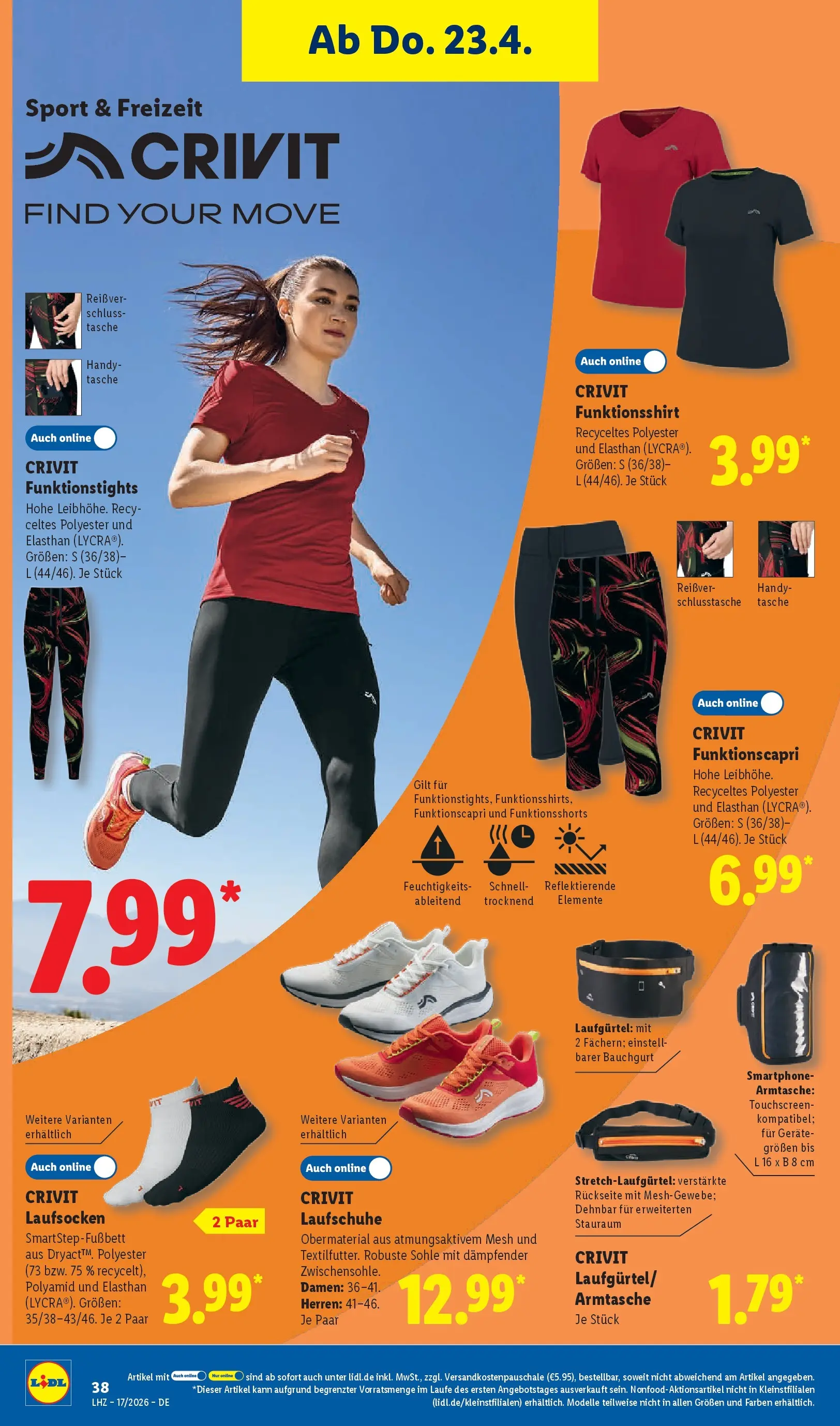 Lidl Prospekt Zülpich (ab 19.04.2026) zum Blättern » Angebote | Seite: 56 | Produkte: Tasche, Laufschuhe, Smartphone