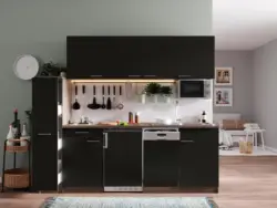 K&uuml;chenblock Oliver mit Ger&auml;ten ca. 225 cm Schwarz