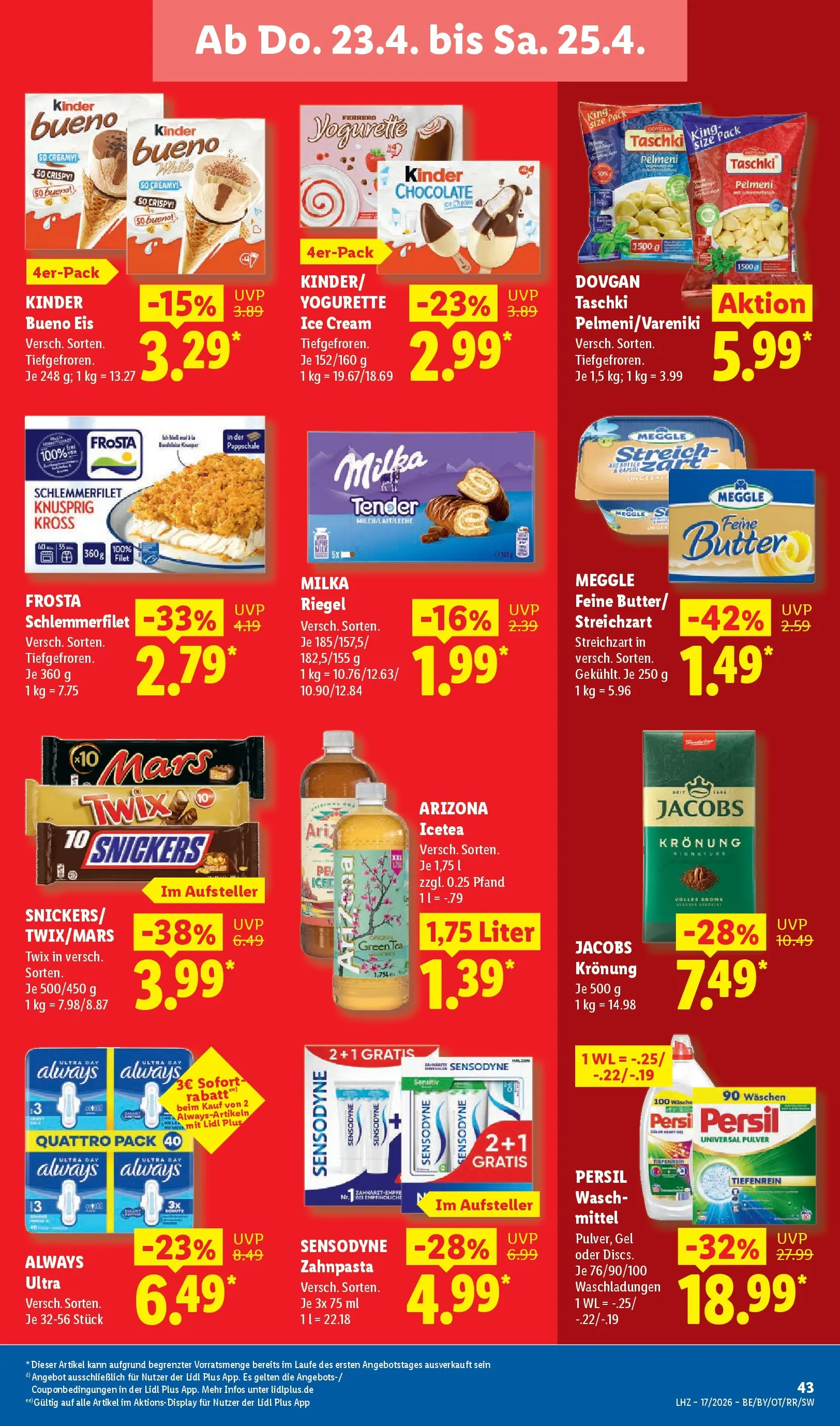 Lidl Prospekt Zülpich (ab 19.04.2026) zum Blättern » Angebote | Seite: 63 | Produkte: Kinder bueno, Milka, Zahnpasta, Persil