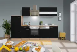 K&uuml;chenblock Merle mit Ge&auml;ten ca. 280 cm Schwarz