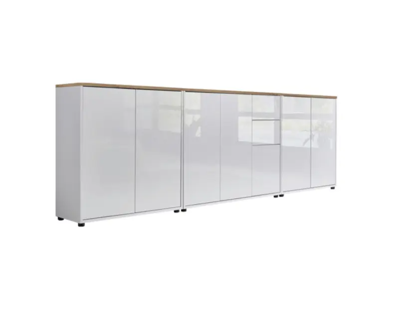 Sideboard Mailand Set 6 Wei&szlig;/Eiche