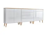 M&ouml;belix Sideboard Mailand Set 5 Wei&szlig;/Eiche