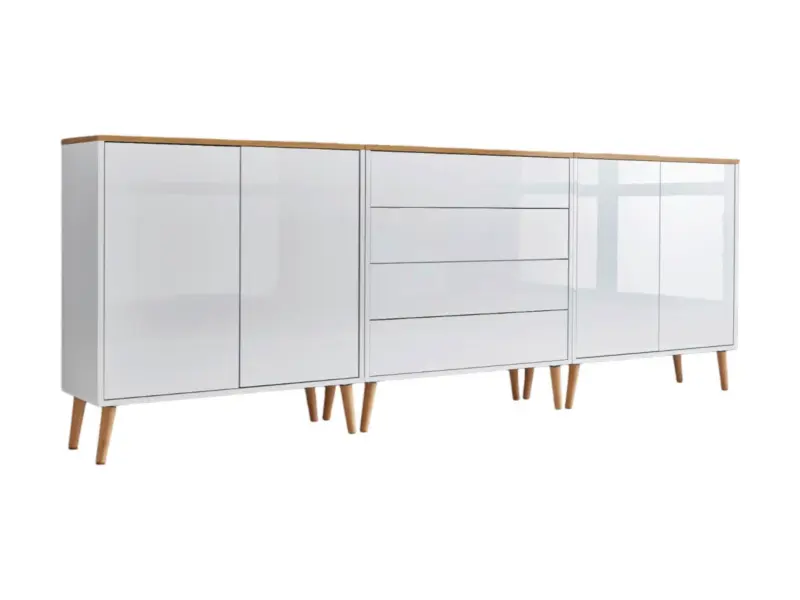 Sideboard Mailand Set 5 Wei&szlig;/Eiche