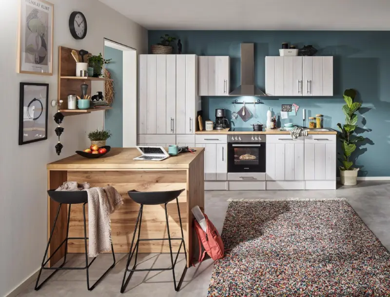 K&uuml;chenblock Anton mit Ger&auml;ten ca. 310-124 cm Wei&szlig;