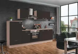 Menke K&uuml;chenblock Classic Dunkelbraun/Eiche ca. 280 cm