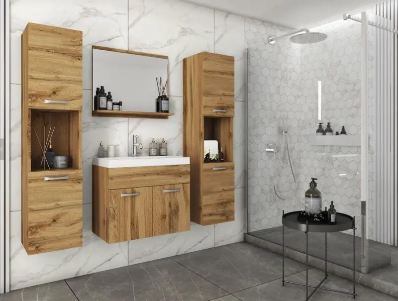 Badm&ouml;bel-Set 5-tlg. Montreal XL ca. 120 cm Eiche Wotan