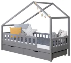 Hausbett Lou ca. 100x200 cm Holz Hellgrau