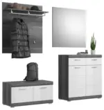 m&ouml;max Garderobe Scout 4-teilig ca.195x197x40cm Wei&szlig;,Grau