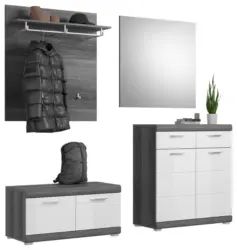 Garderobe Scout 4-teilig ca.195x197x40cm Wei&szlig;,Grau
