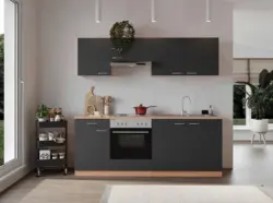 K&uuml;chenblock Gerda mit Ger&auml;ten ca. 210 cm Grau