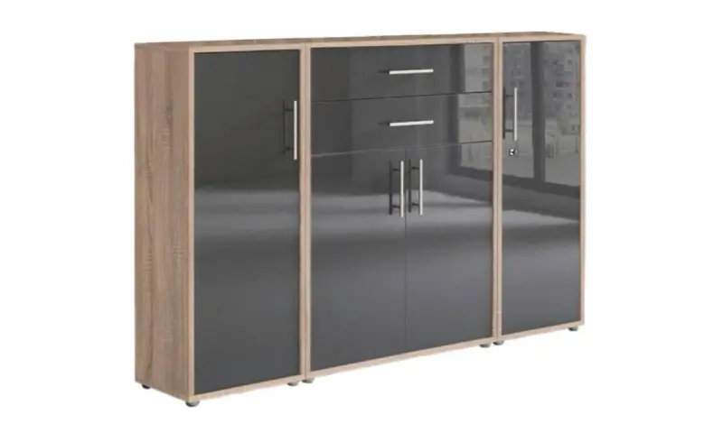 Aktenschrank Office Edition Sw Set 16 Eiche/Anthrazit