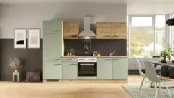 K&uuml;chenblock Cara mit Ger&auml;ten ca. 270 cm Gr&uuml;n/Eiche