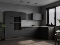 Eckk&uuml;che Oliver o. Ger&auml;te ca. 340x172cm Grau/Eichefarben