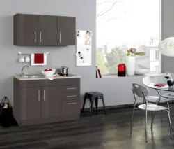 Minik&uuml;che Toronto B: ca. 120cm Graphit/Grau