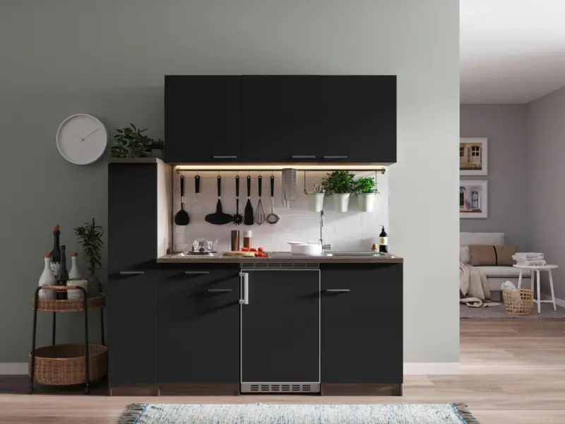 Minik&uuml;che Oliver mit Ger&auml;ten ca. 180 cm Schwarz