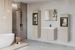 Badm&ouml;bel-Set 5-tlg. Madrit mit LED ca. 120 cm Kaschmir/Beige