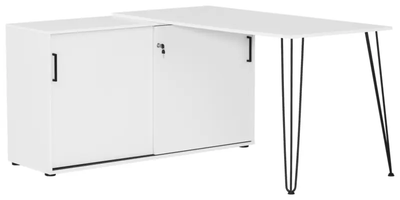 Eckschreibtisch Ekko Wei&szlig;/Schwarz