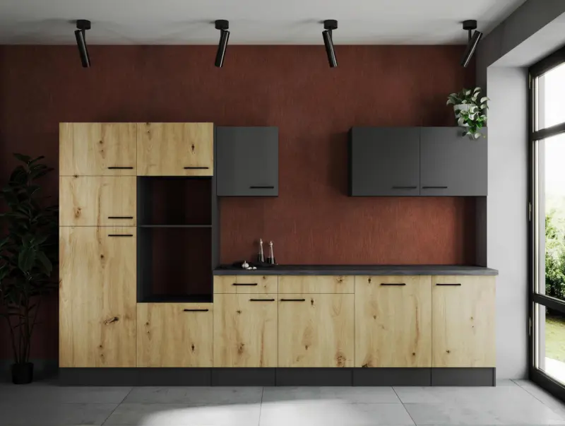 K&uuml;chenleerblock Oliver o. Ger&auml;te Grau/Eiche