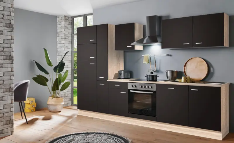 Menke K&uuml;chenblock Classic Dunkelbraun/Eiche B: ca. 310cm