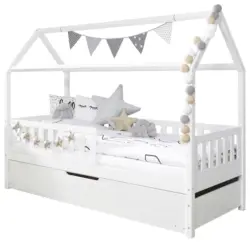 Hausbett Traumhaus ca. 90x200 cm Holz Wei&szlig;