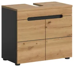 Waschbeckenunterschrank Canu ca. 63x55x34 cm Eiche/Grau