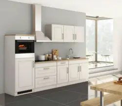 K&uuml;chenblock Rom m. Ger&auml;ten Wei&szlig;/Eichefarben