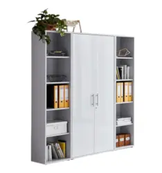 Aktenschrank Office Edition Sw Set 3 hoch Grau/Wei&szlig;