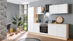 Menke K&uuml;chenblock Classic Wei&szlig;/Eiche ca. 280 cm