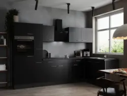 Eckk&uuml;che Oliver m. Ger&auml;ten ca. 310x172cm Grau/Schwarz