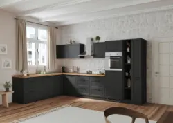 Eckk&uuml;che Meran mit Ger&auml;ten ca. 240x360cm Grau/Eiche