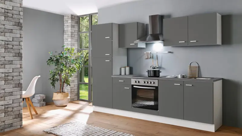 K&uuml;chenblock White-Classic Grau/Wei&szlig; B: ca. 270 cm