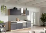 m&ouml;max K&uuml;chenblock Turin ohne Ger&auml;te ca. 240 cm Grau/Eiche