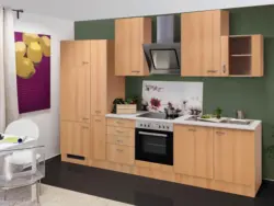 K&uuml;chenblock Nano mit Ger&auml;ten ca. 310 cm Buchefarben