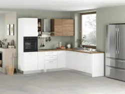 Eckk&uuml;che Dafne ca. 250x225cm Wei&szlig;/Nussbaumfarben