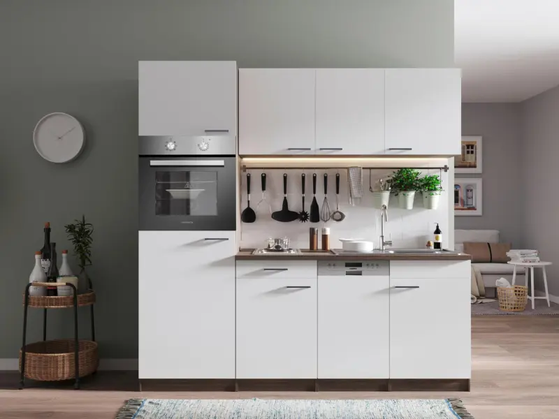 K&uuml;chenblock Oliver mit Ger&auml;ten ca. 205 cm Wei&szlig;