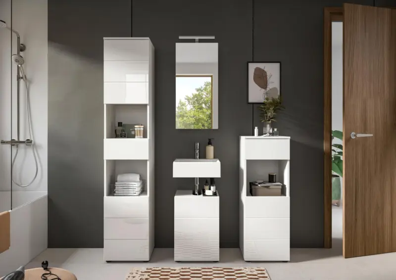 Badezimmer Vira 4-tlg. mit LED ca. 114 cm Wei&szlig;