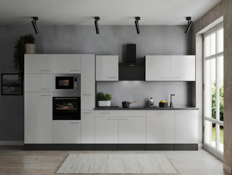 K&uuml;chenblock Oliver m. Ger&auml;ten Grau/Wei&szlig;