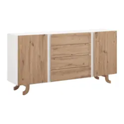 Sideboard Vira Kieferfarben/Wei&szlig; Echtholz