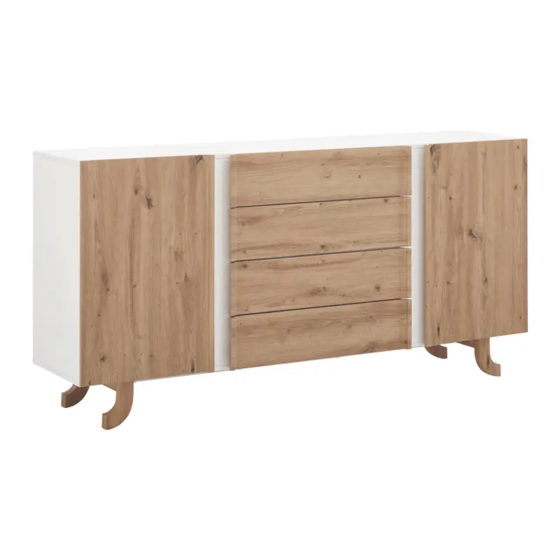 Sideboard Vira Kieferfarben/Wei&szlig; Echtholz