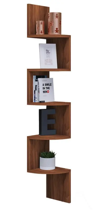 Eckregal MINTIS Nussbaumfarben ca.19x123x19cm