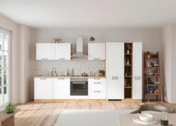 K&uuml;chenzeile Meran mit Ger&auml;ten ca. 360cm Wei&szlig;/Eiche