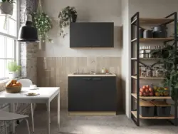 Minik&uuml;che Merle B: ca. 100cm Schwarz/Eiche