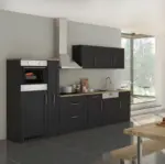 m&ouml;max K&uuml;chenblock Rom m. Ger&auml;ten Graphit/Eiche