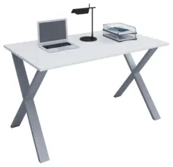 Schreibtisch Lona Silberfarben/Wei&szlig;